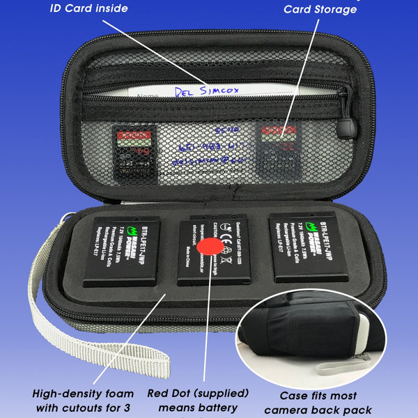 Batteries + Cards Case for Canon LP-E17 batteries (BC-007