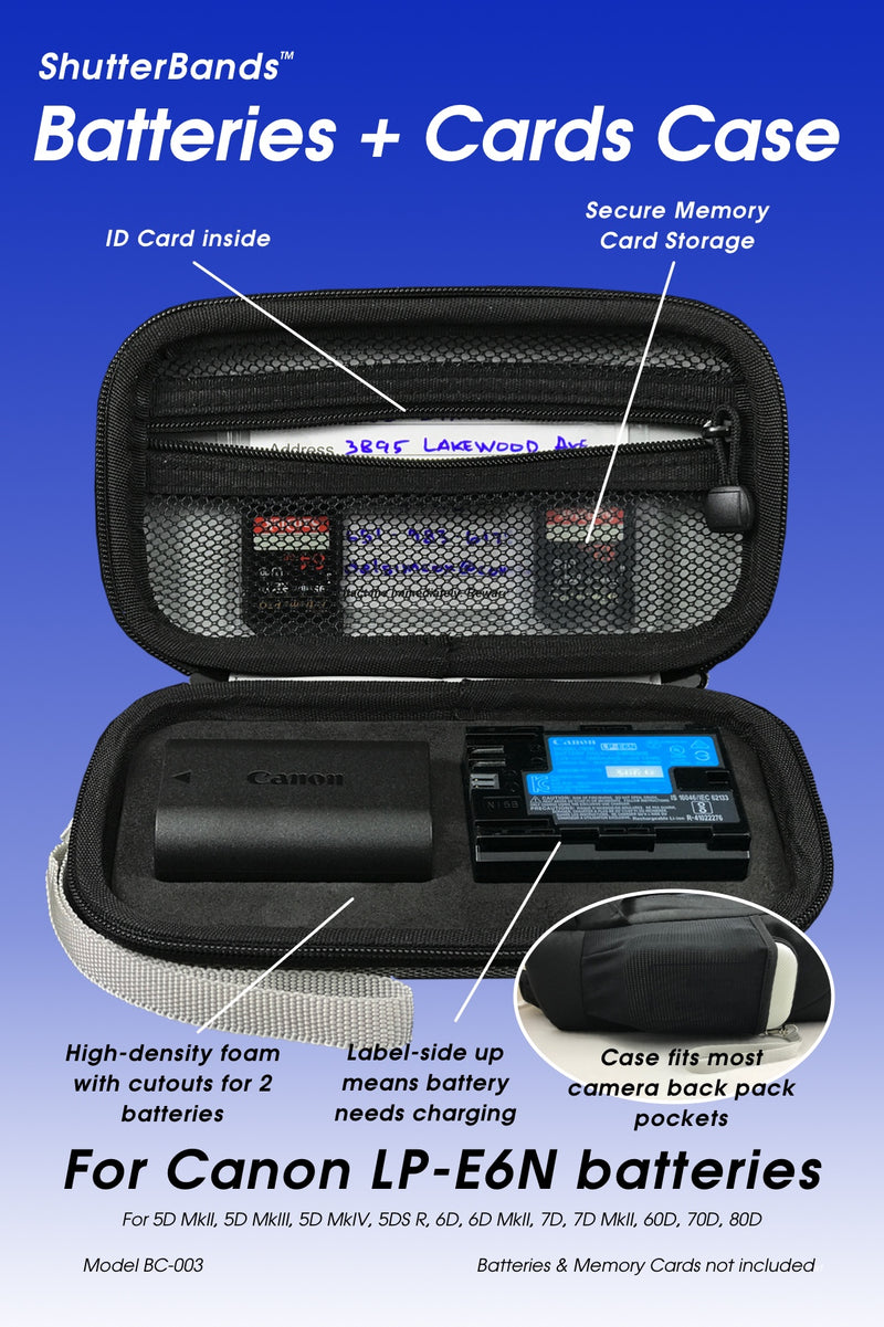 Batteries + Cards Case for Canon LP-E6N, LP-E6NH batteries (BC-003)