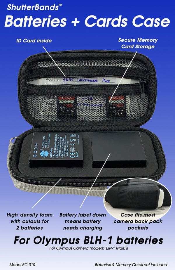Batteries + Cards Case for Olympus BLH-1 batteries (BC-010)